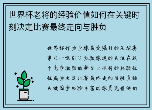 世界杯老将的经验价值如何在关键时刻决定比赛最终走向与胜负